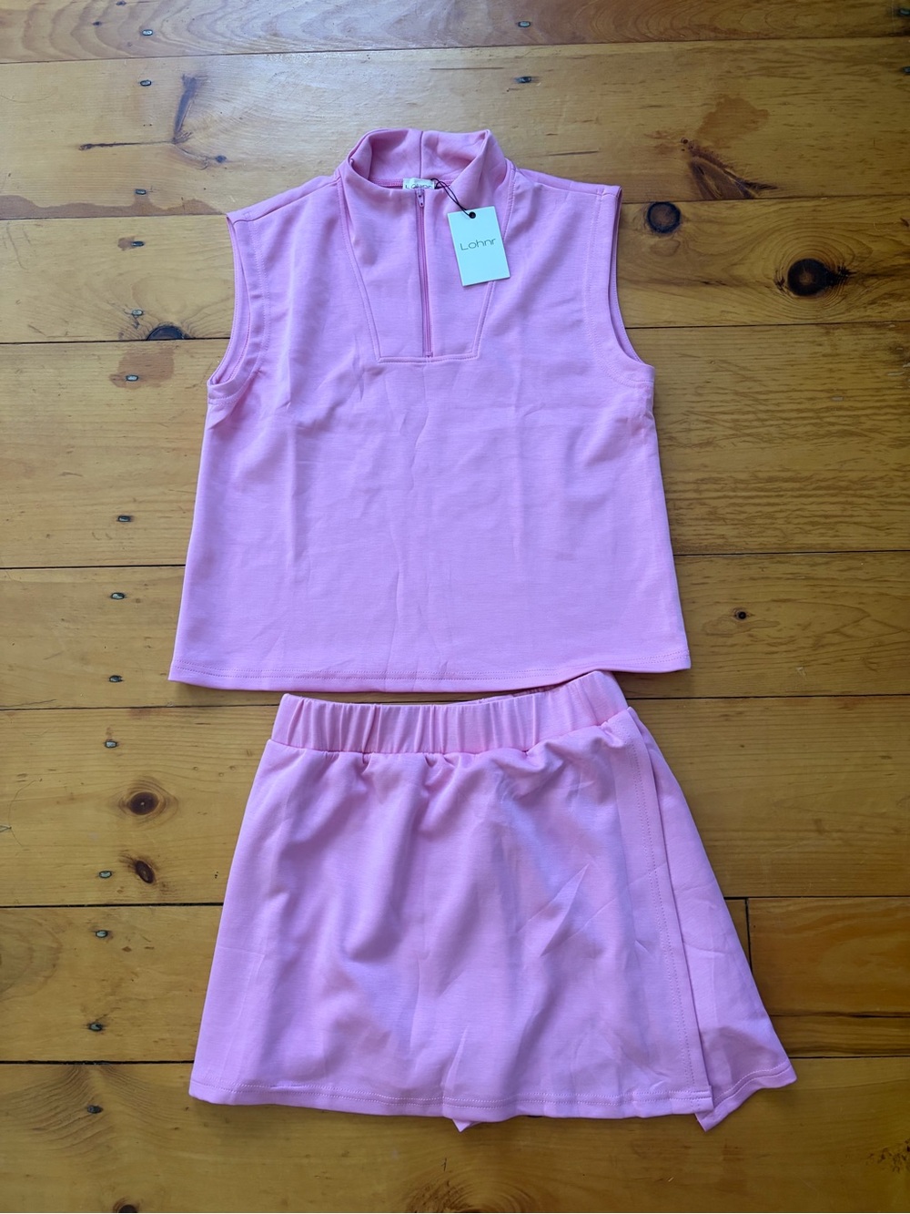 Lohnr Pink Sleeveless Skirt Set - Top & Skort